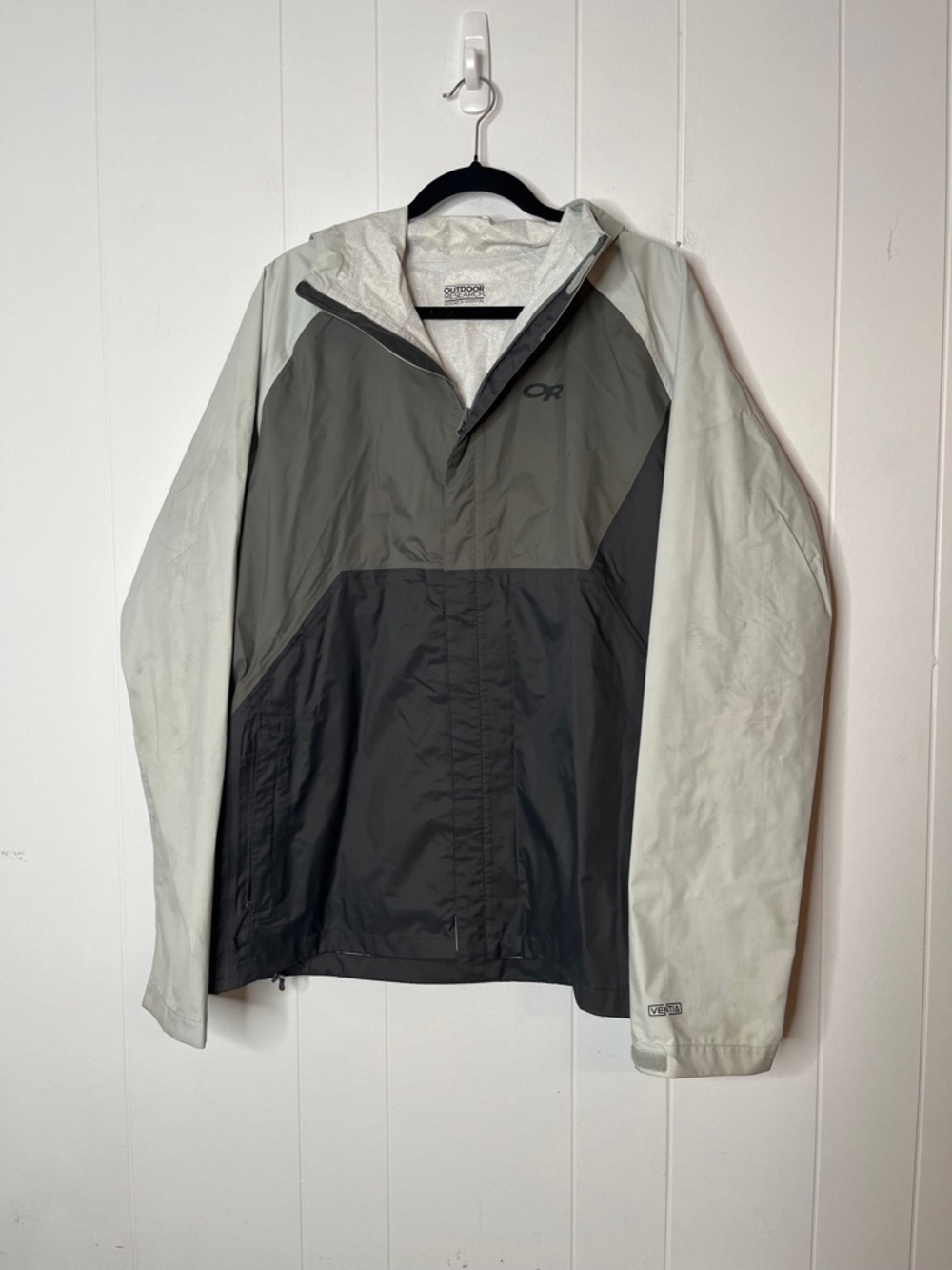 Outdoor Research Apollo Jacket in gray men's XL Rain Jacket Shell